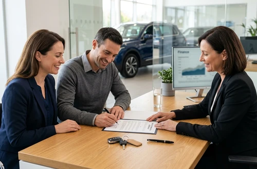 Happy borrower receiving car keys